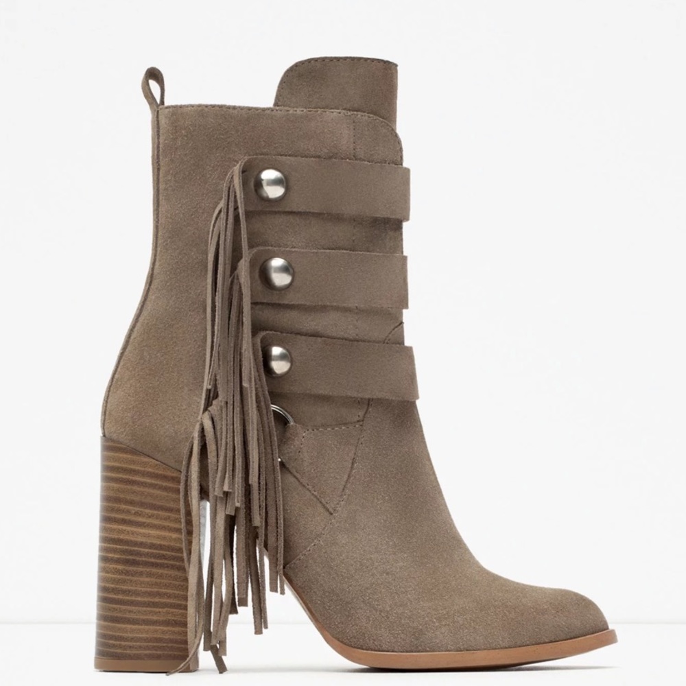 Zara Suede Fringe Boot